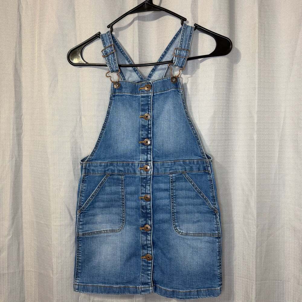OshKosh B'gosh Blue Denim Button-Front Skirt Overalls Vestback